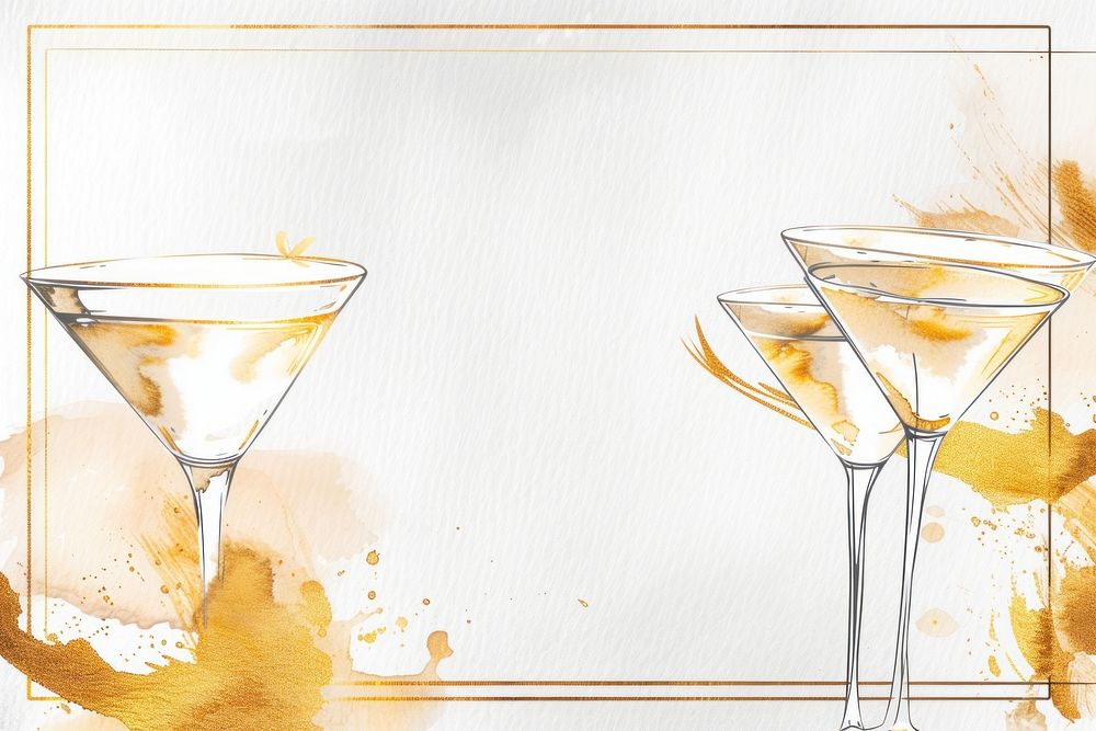 Cocktail border frame martini drawing sketch.
