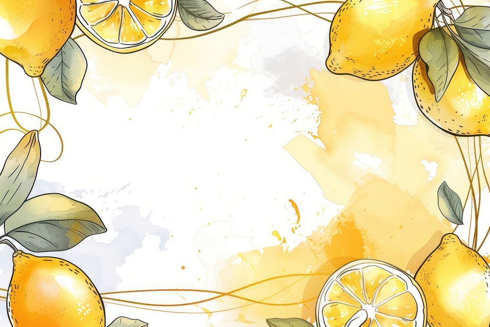 Lemon border frame backgrounds fruit plant.