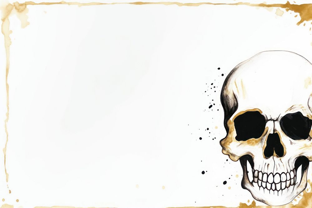 Skull border frame drawing sketch paper.