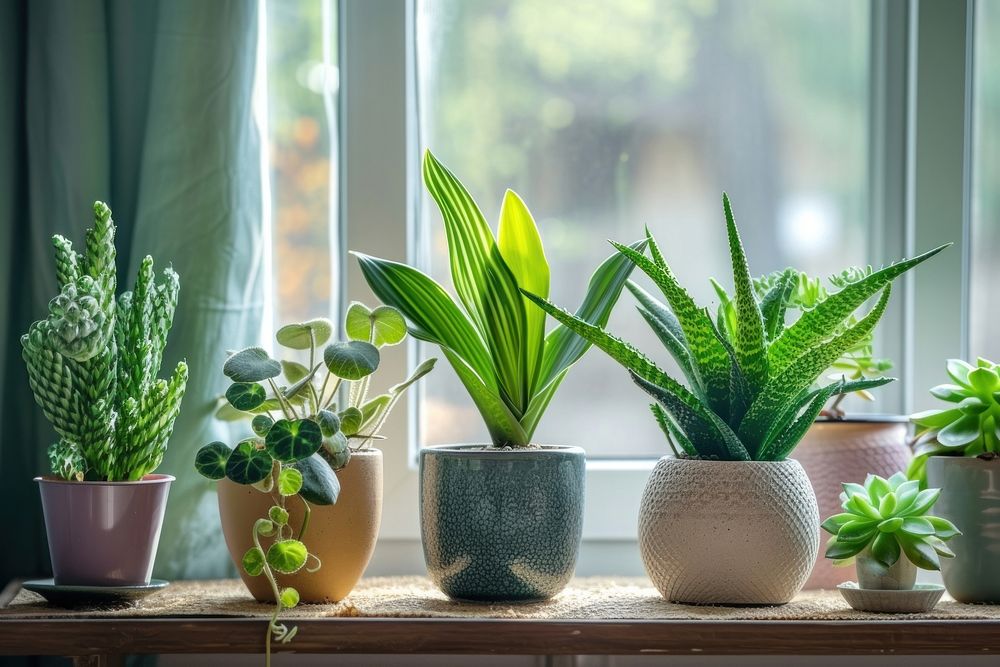Indoor plants window windowsill houseplant.