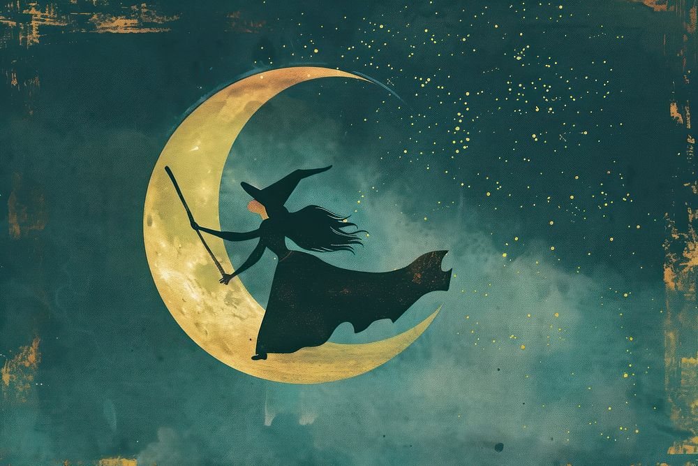 Witch moon night representation.