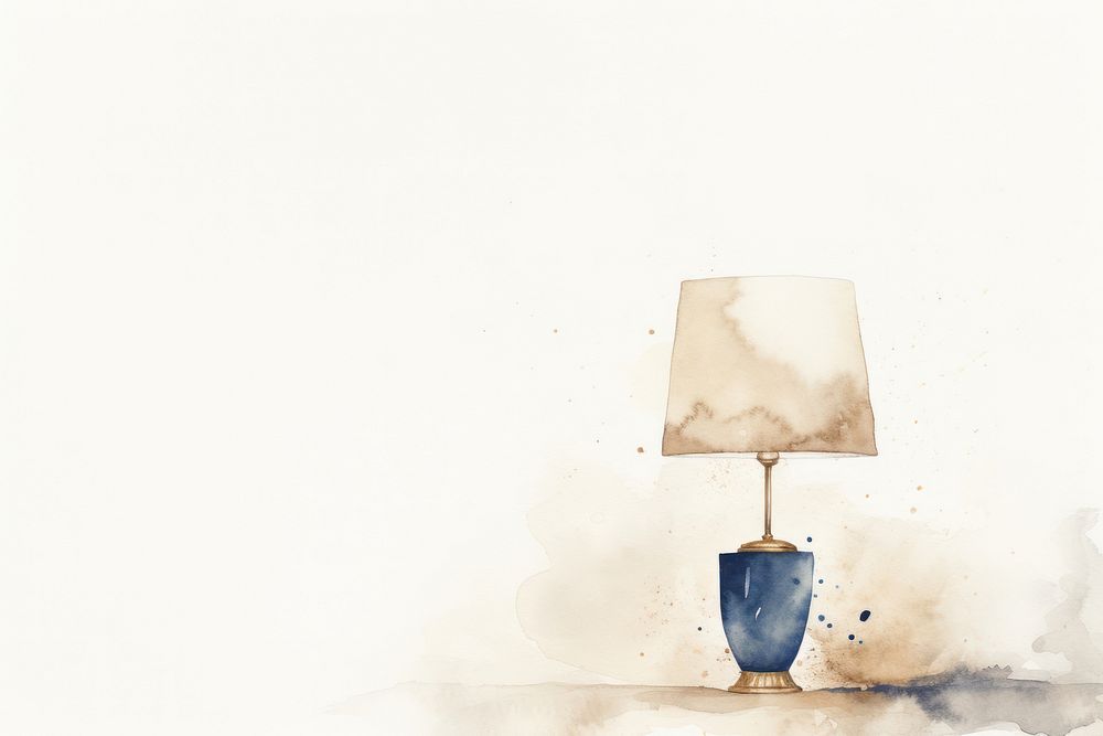 Lamp watercolor minimal background lampshade light copy space.