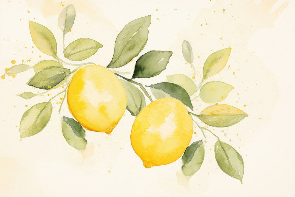 Lemon watercolor minimal background lemon painting fruit.