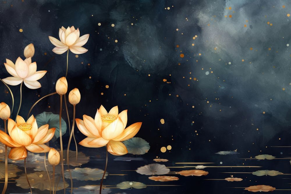 Lotus watercolor background painting flower plant.