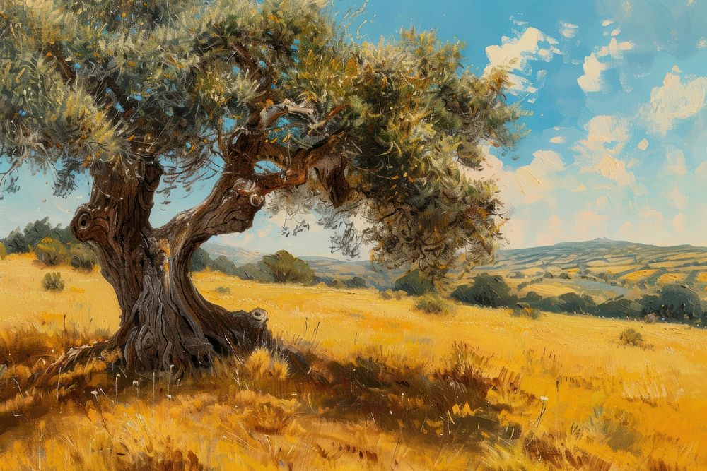 Mediterranean olive field tree landscape.