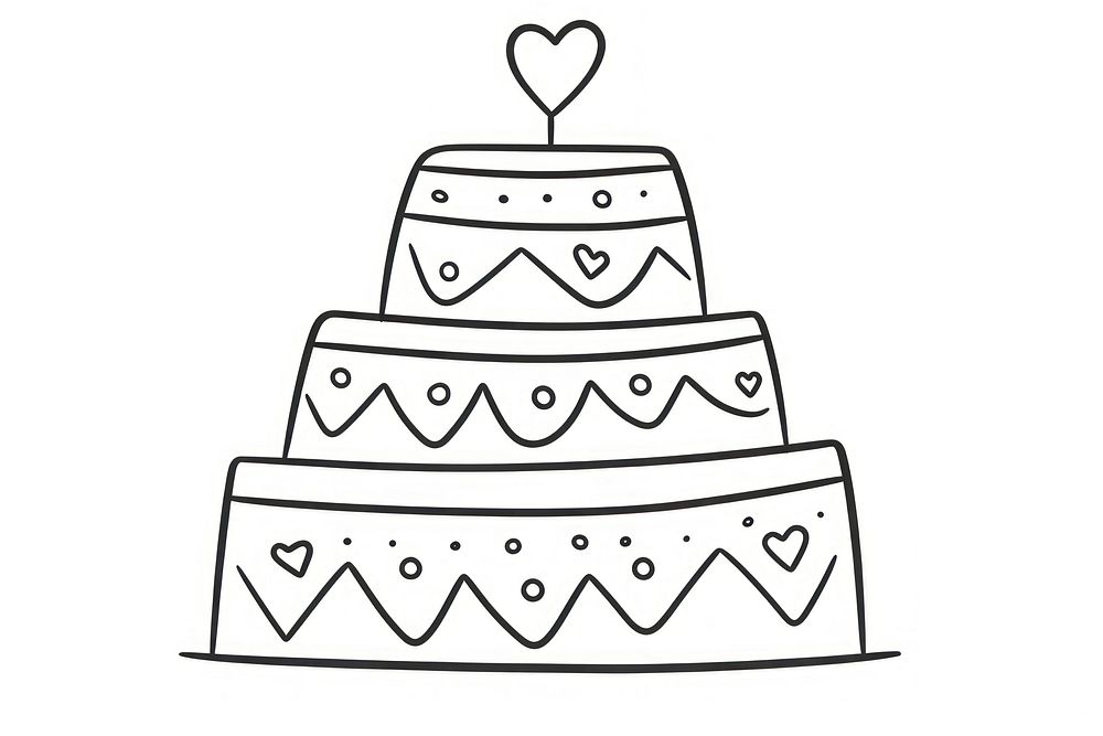 Minimal illustration of a wedding cake dessert drawing doodle.