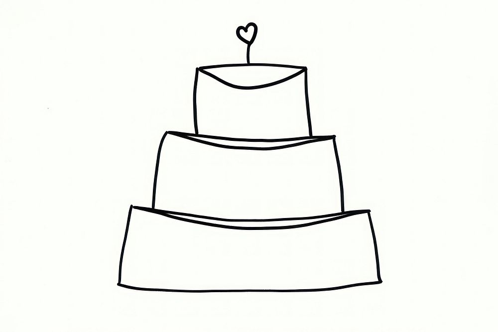 Minimal illustration of a wedding cake dessert drawing white.