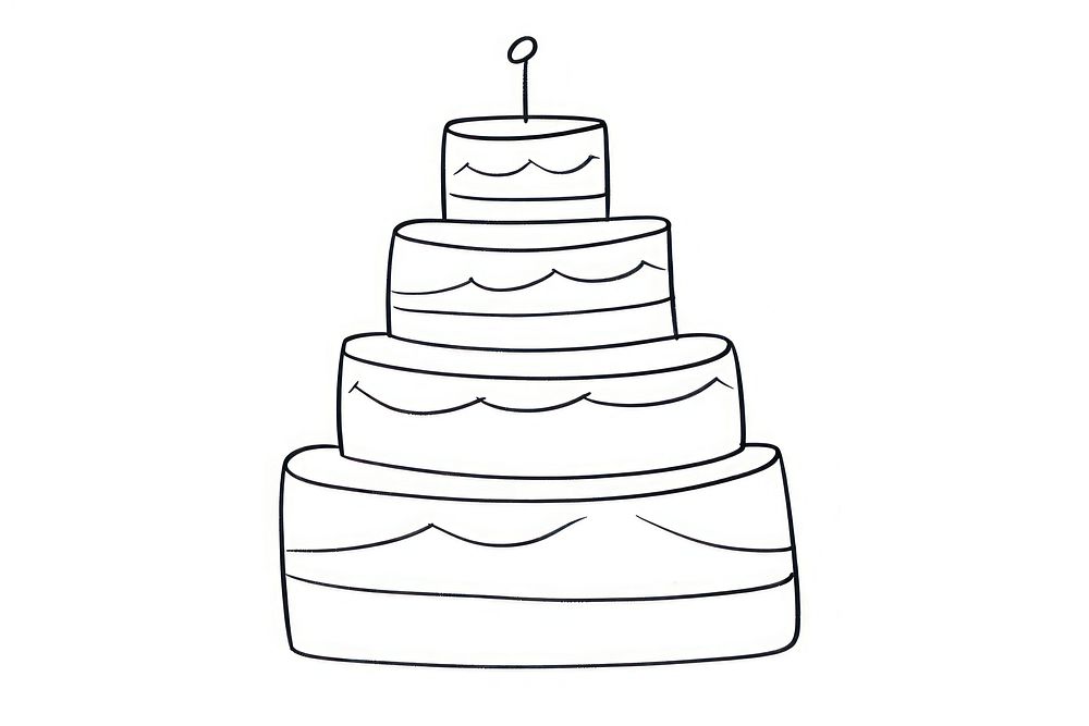 Minimal illustration of a wedding cake dessert drawing doodle.