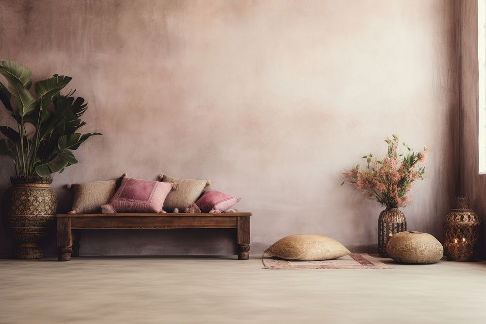 Interior space decorated in Bohemian style architecture furniture building.