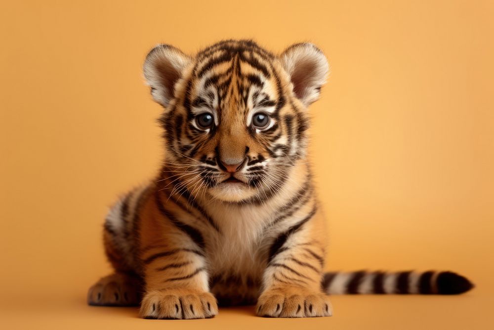 Wild tiger cub wildlife animal mammal.