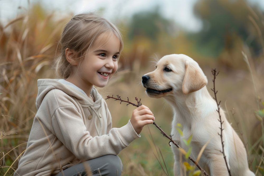 Playing with a dog portrait smiling animal.