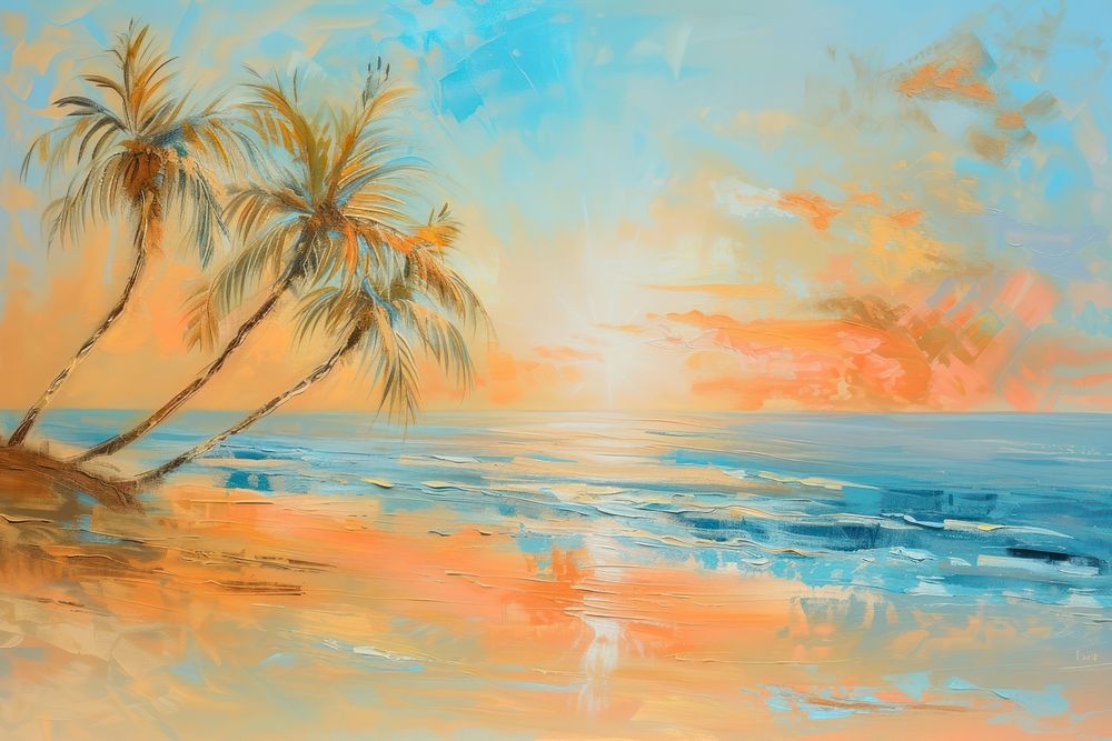 Tropical paradise beach outdoors painting tropics.