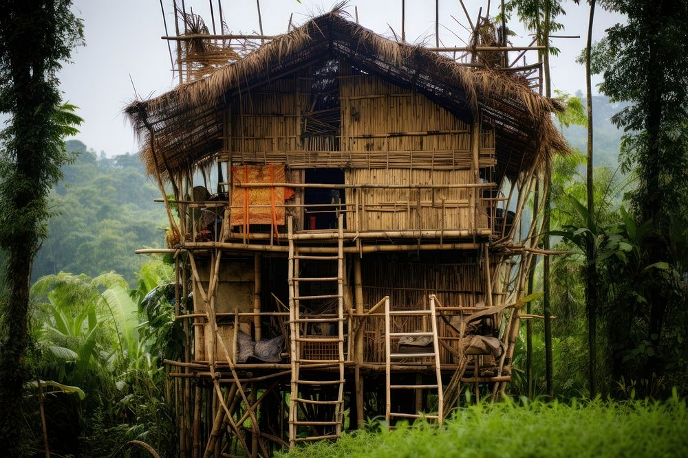 Bamboo house architecture building outdoors.