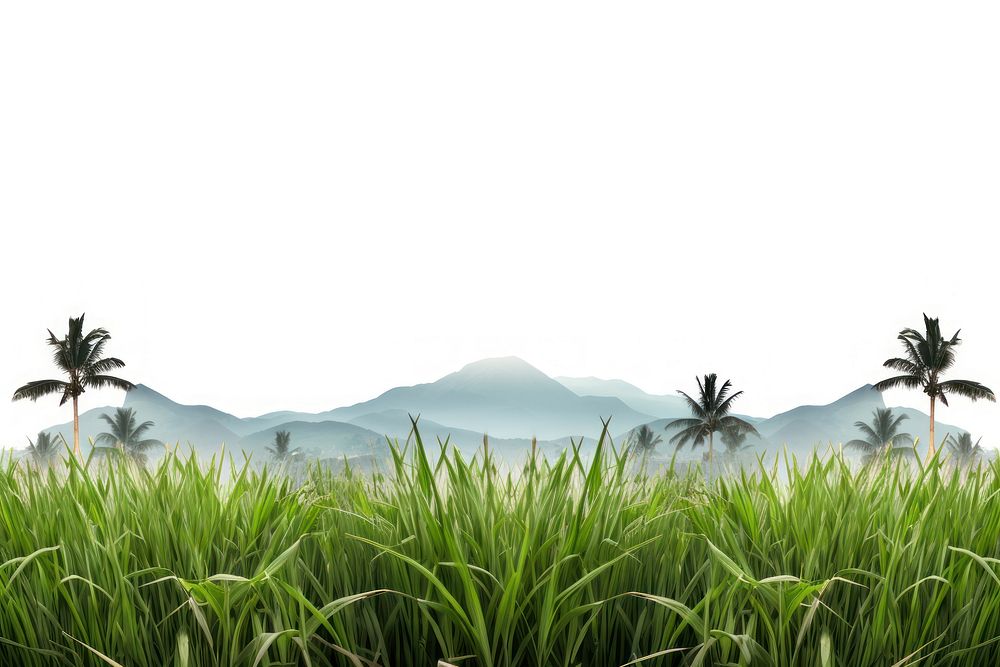 Palm trees rice field vegetation landscape grassland.