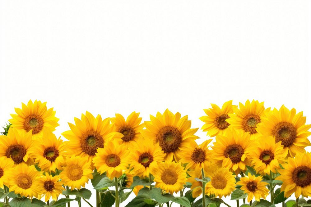 Sunflowers field backgrounds plant white background.
