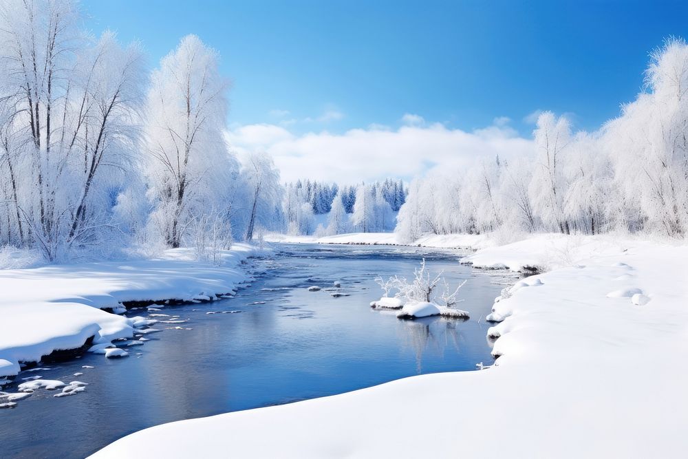 Snow river landscapes outdoors nature white.