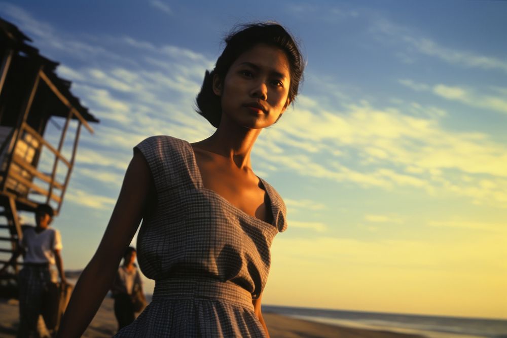 Thai woman beach portrait outdoors.