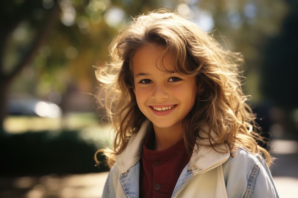 Young American girl portrait smiling child.