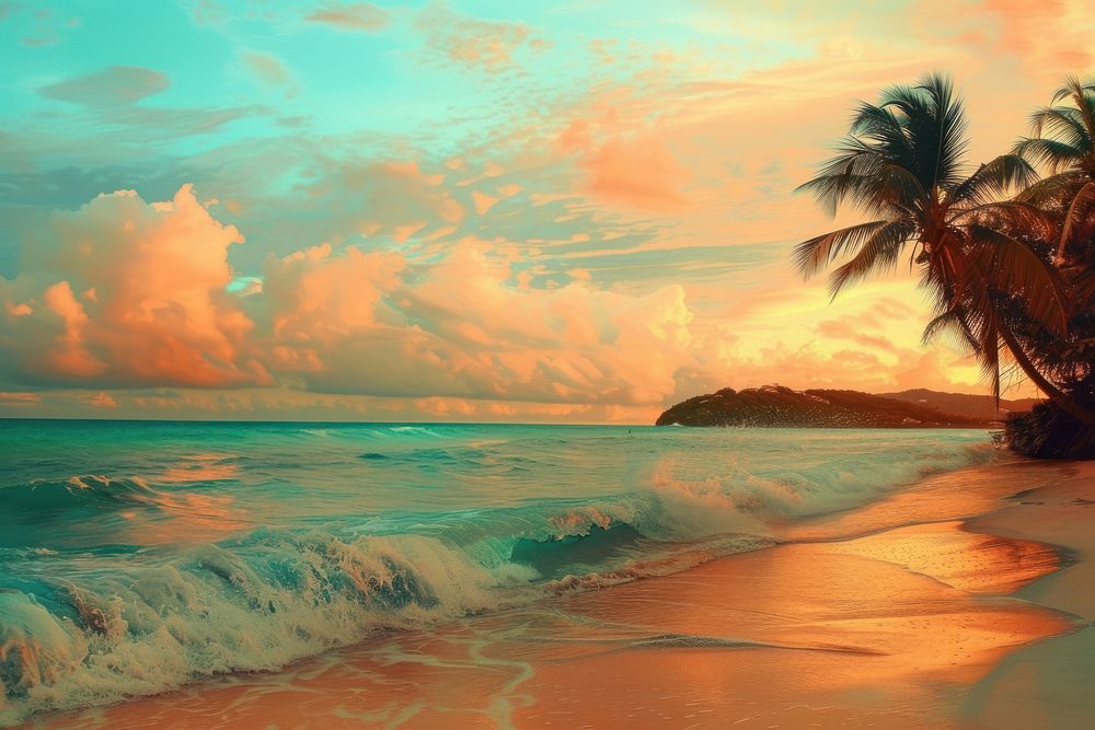 Caribbean beach landscape outdoors horizon.