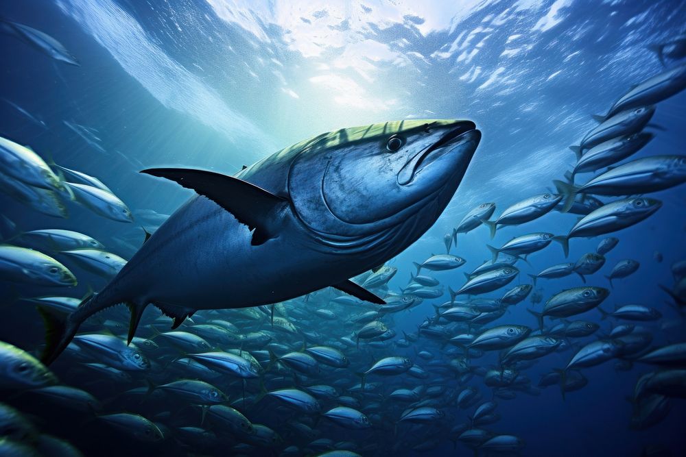 School of Tunas animal shark fish.