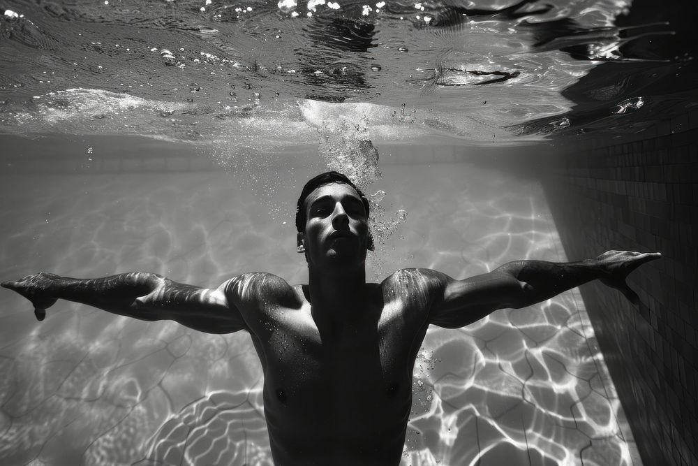 Man swimming in a pool portrait sports adult.