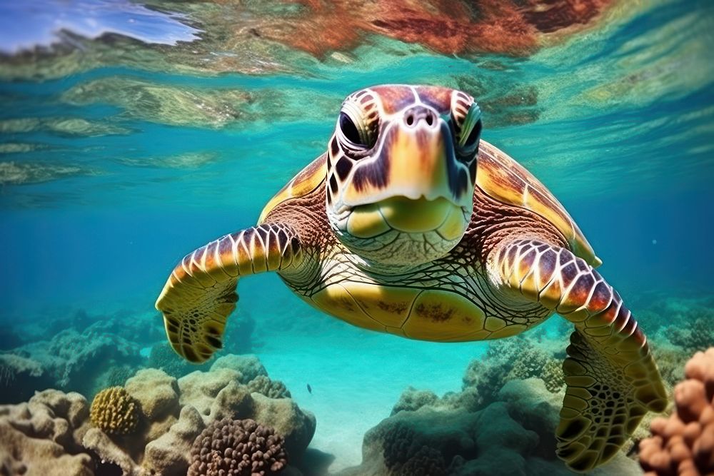 Sea turtle underwater outdoors reptile.