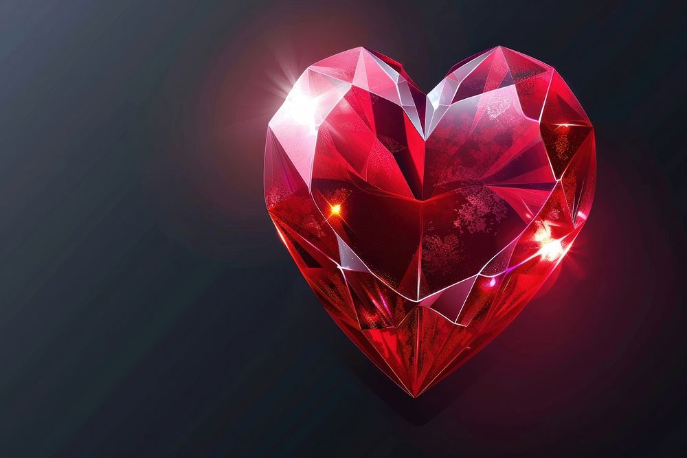 Ruby stone gemstone heart illuminated.