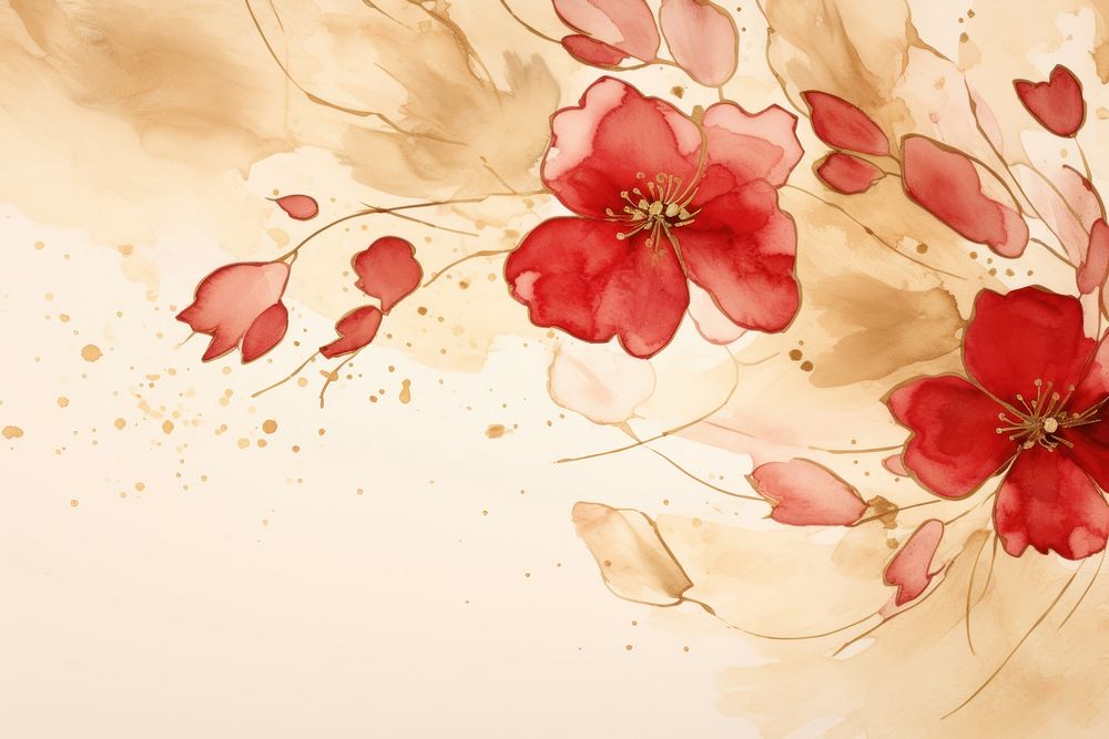 Red floral watercolor background backgrounds pattern flower.