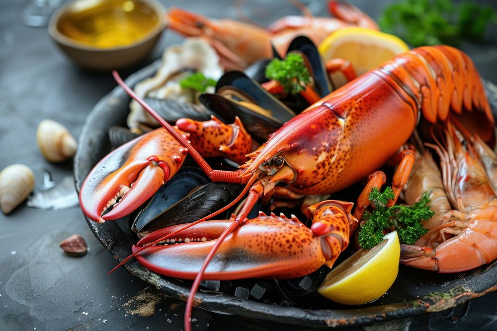 Seafood lobster crustacean shellfish.