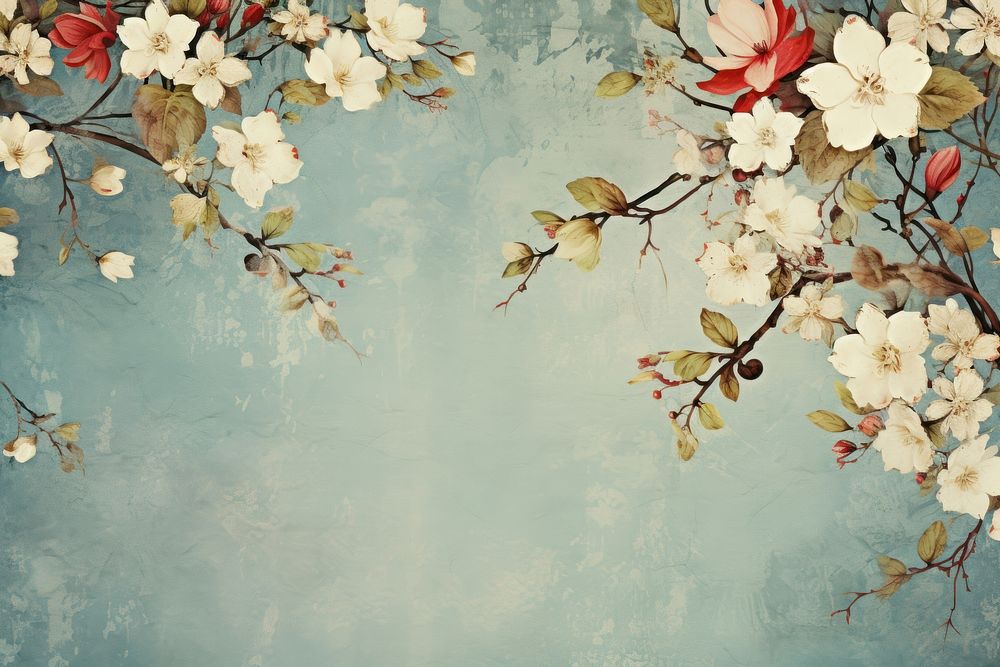 Vintage flowers backgrounds painting blossom.