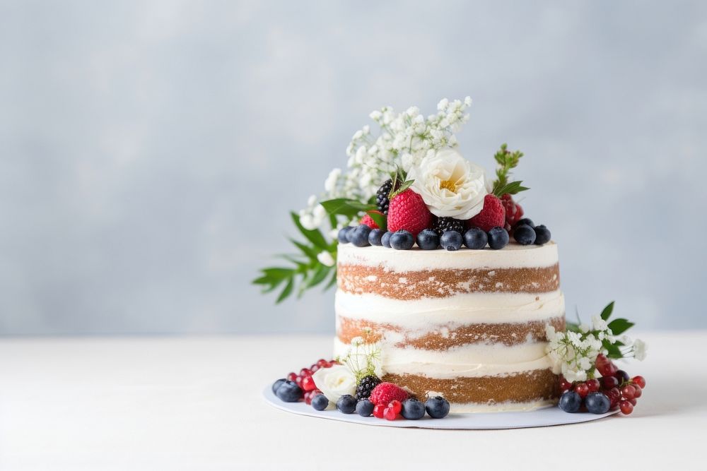 Wedding cake dessert berries flower.