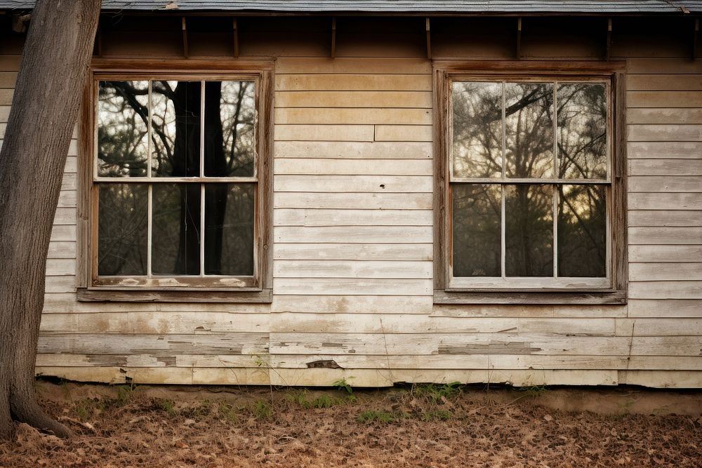 Double-hung windows deterioration architecture farmhouse.