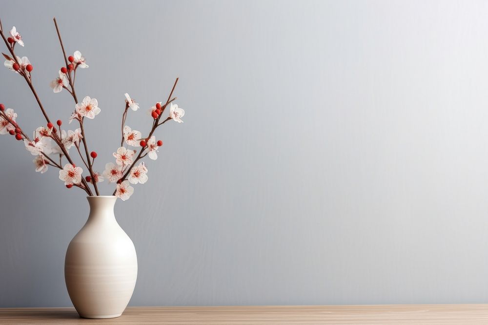 Minimalist vase blossom flower plant.