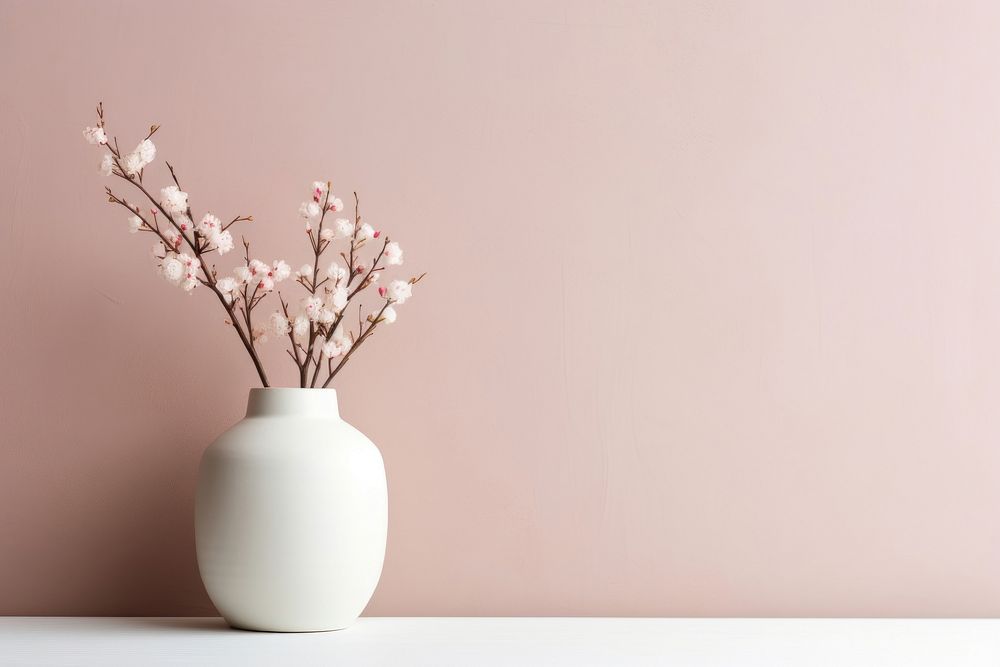 Minimalist vase blossom flower plant.
