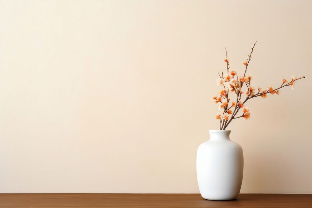Minimalist vase flower plant arrangement.