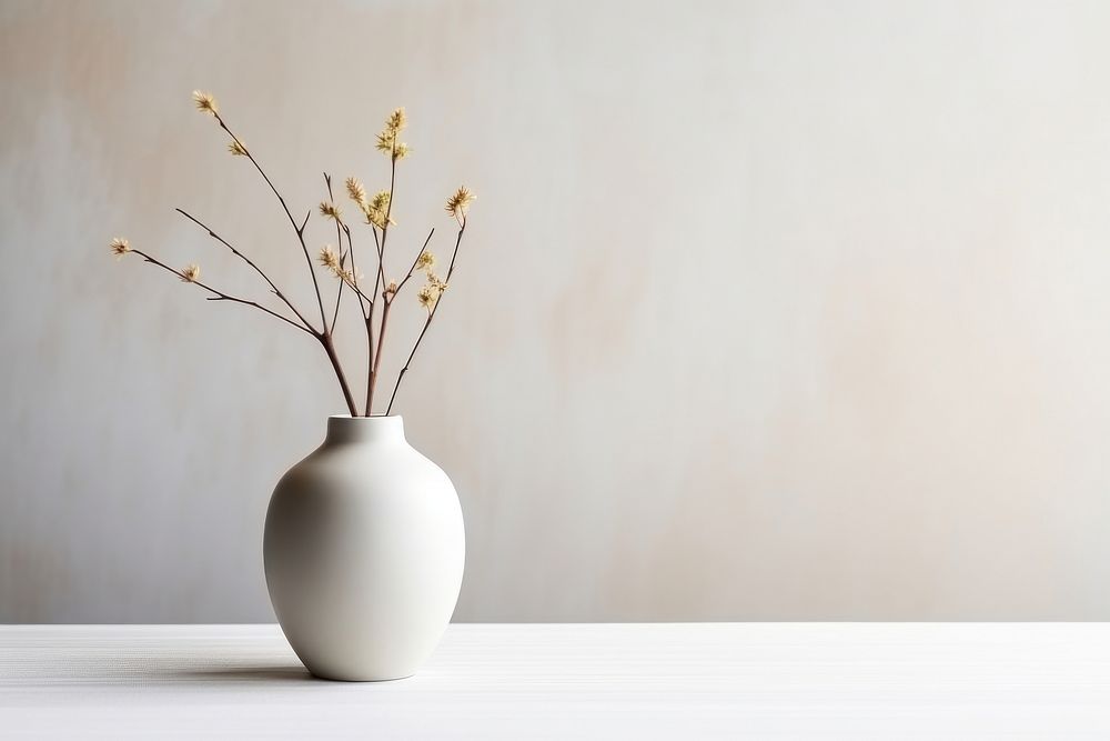 Minimalist vase flower plant decoration.