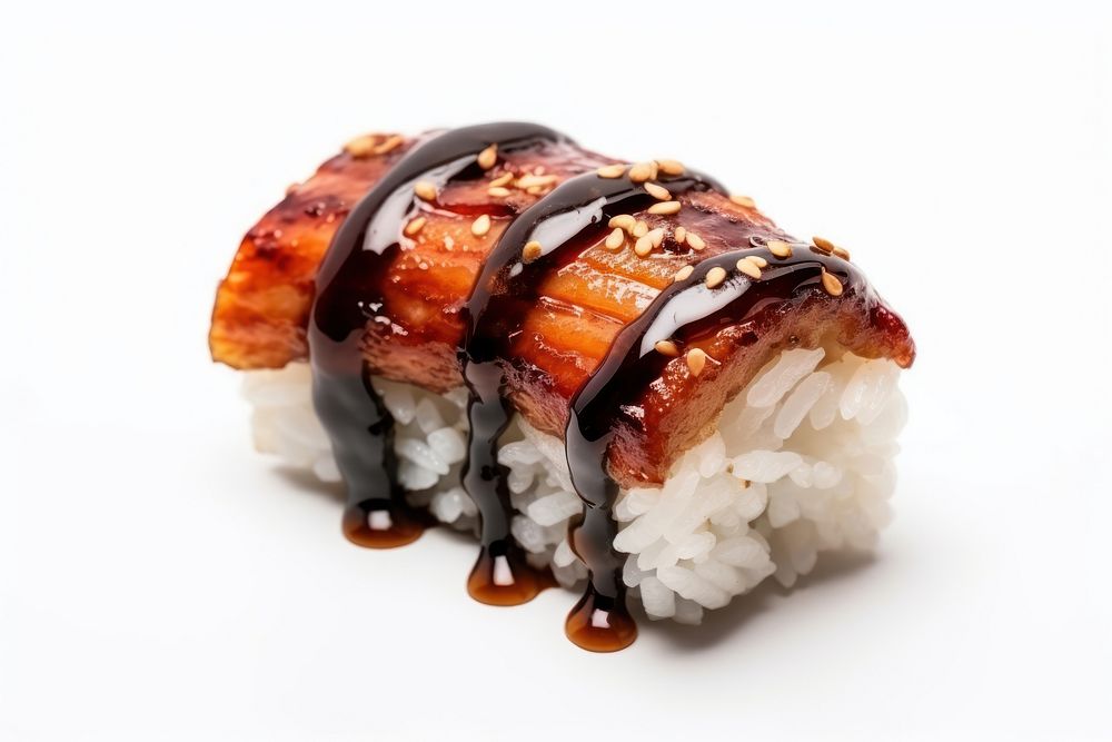 1 bite sushi with Unagi unagi food meat.