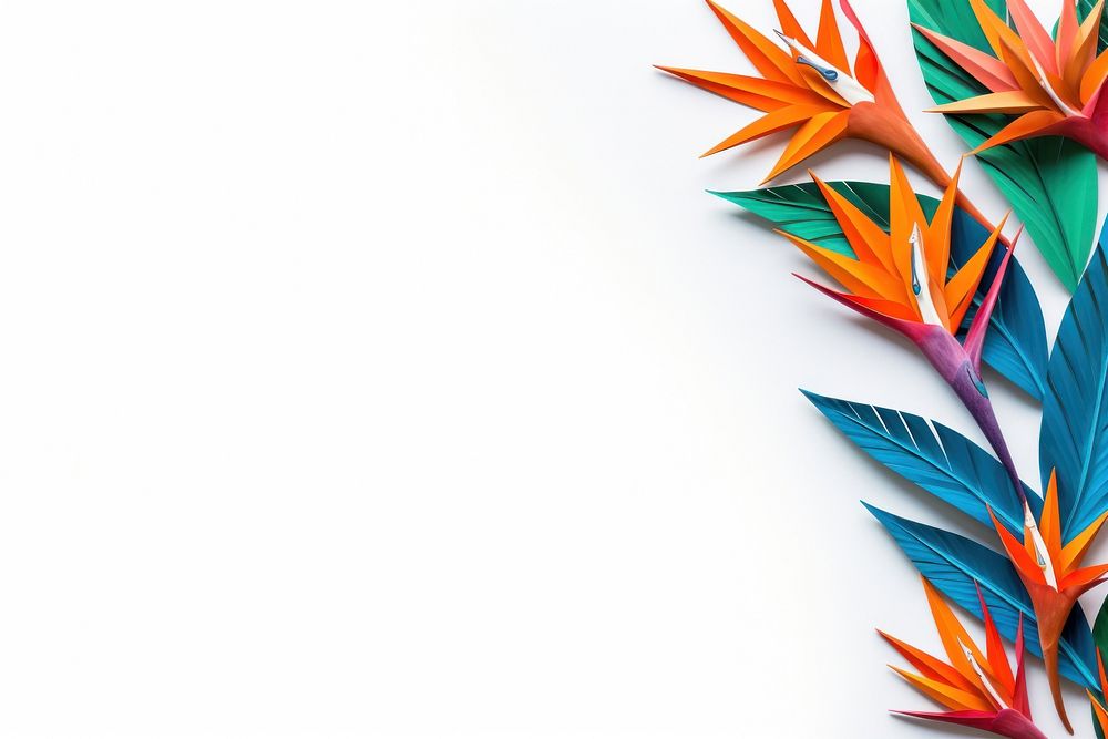 Bird of paradise floral border backgrounds pattern origami.