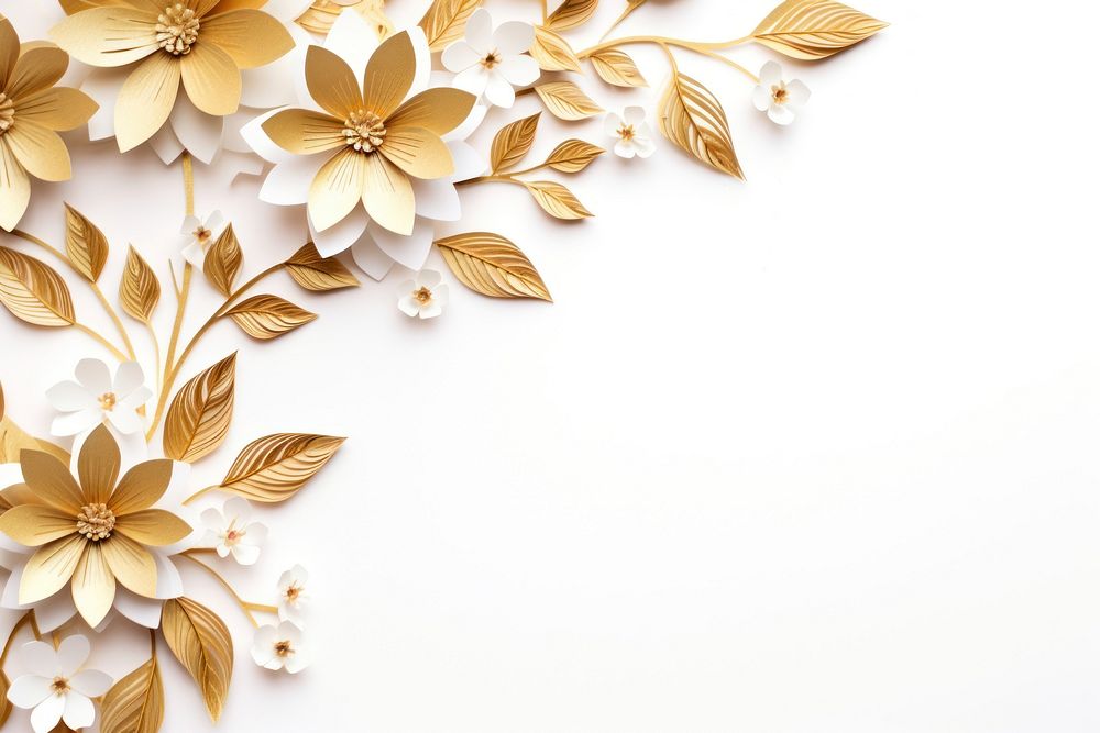 Gold flower floral border backgrounds pattern white.