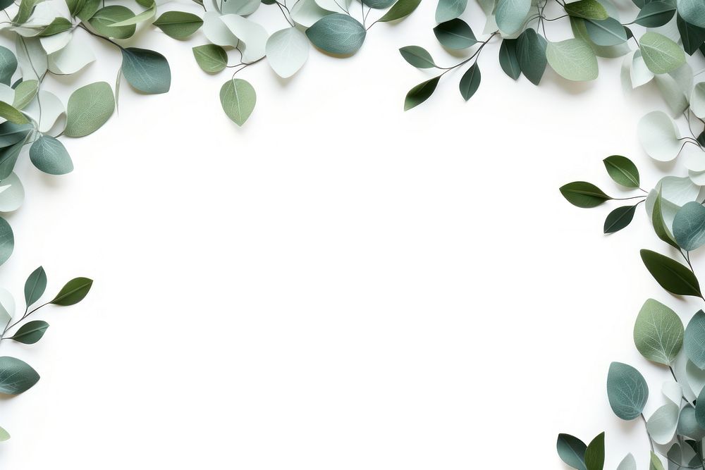 Eucalyptus leaf floral border backgrounds plant white background.