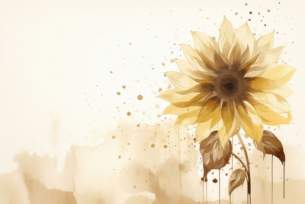 Sunflower watercolor minimal background sunflower painting plant.