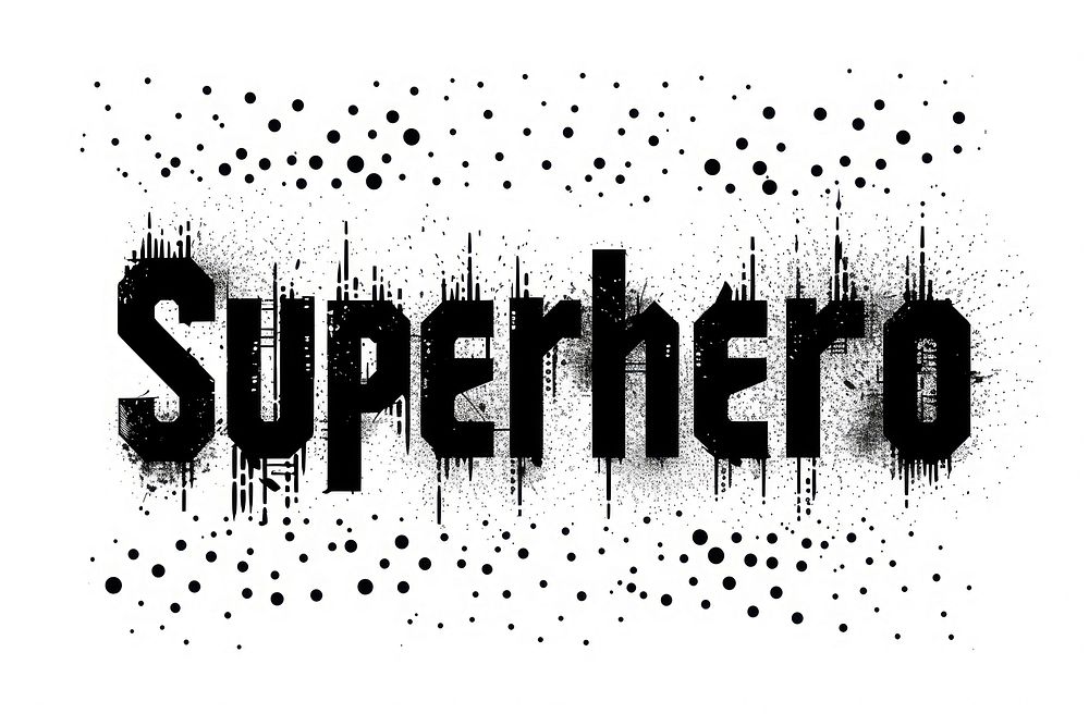 Superhero logo text monochrome.