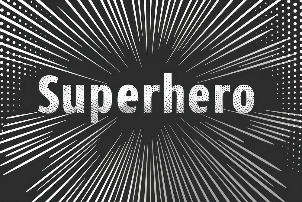 Superhero logo text advertisement.