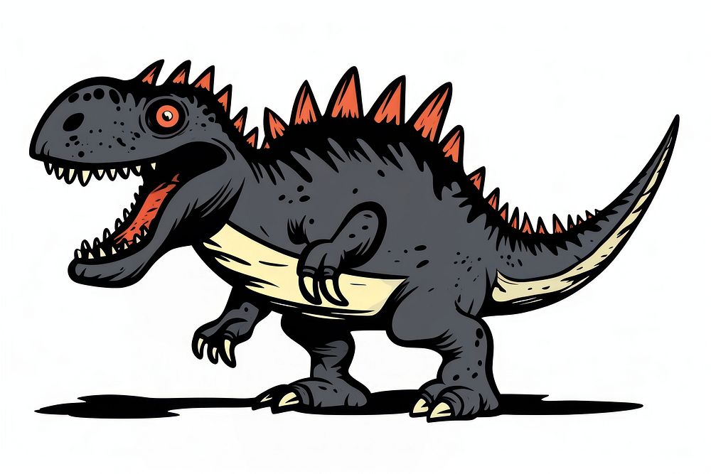 Black dinosaur cartoon animal representation.