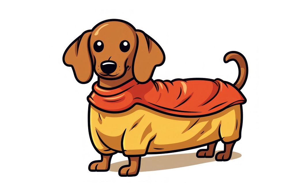 Dog dressed hotdog costume cartoon animal mammal.