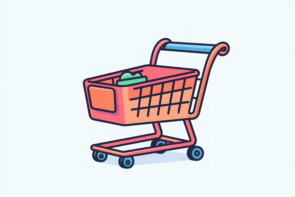 Shopping cart Clipart cartoon basket line.