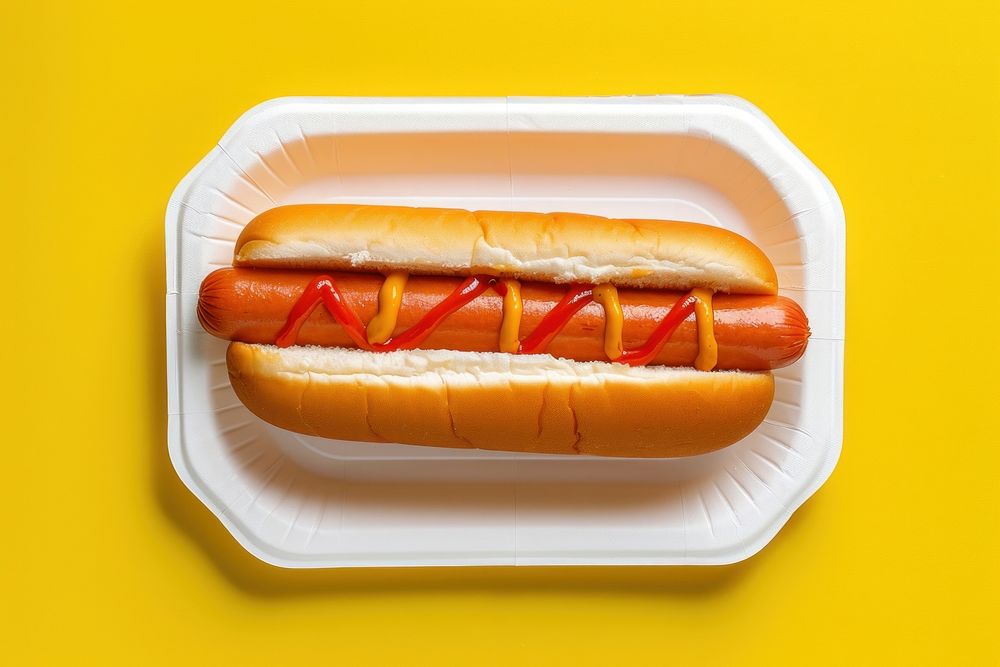 Hot dog yellow food bratwurst.
