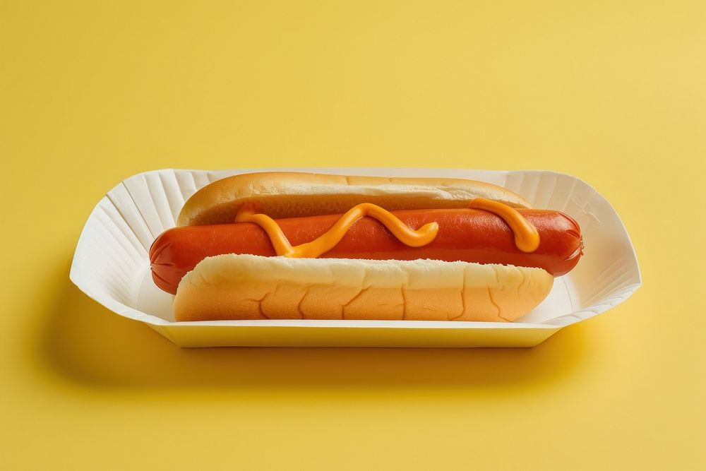 Hot dog ketchup yellow food.