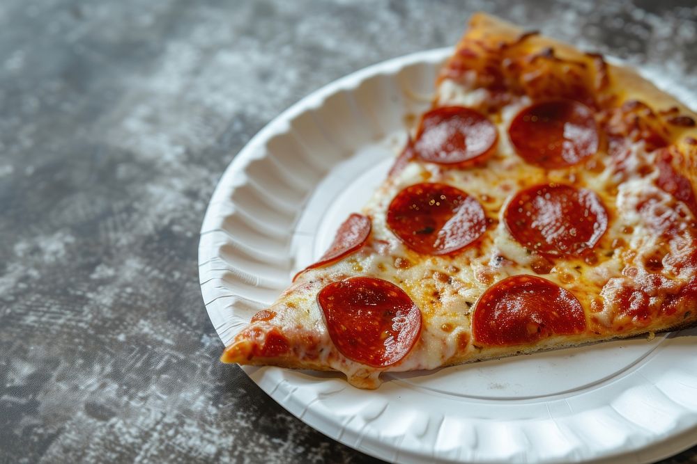 Pizza with pepperoni slice plate food.