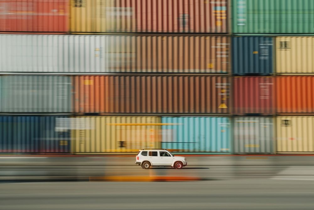 White truck shipping vehicle motion.